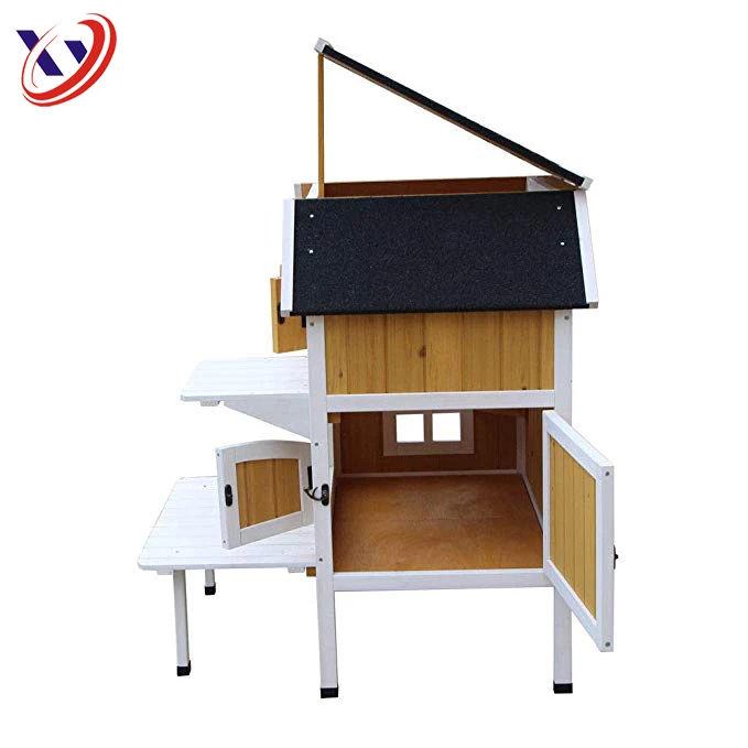 2 Story Wooden Cat Cottage Chicken Rabbit Guinea Pig House Coop