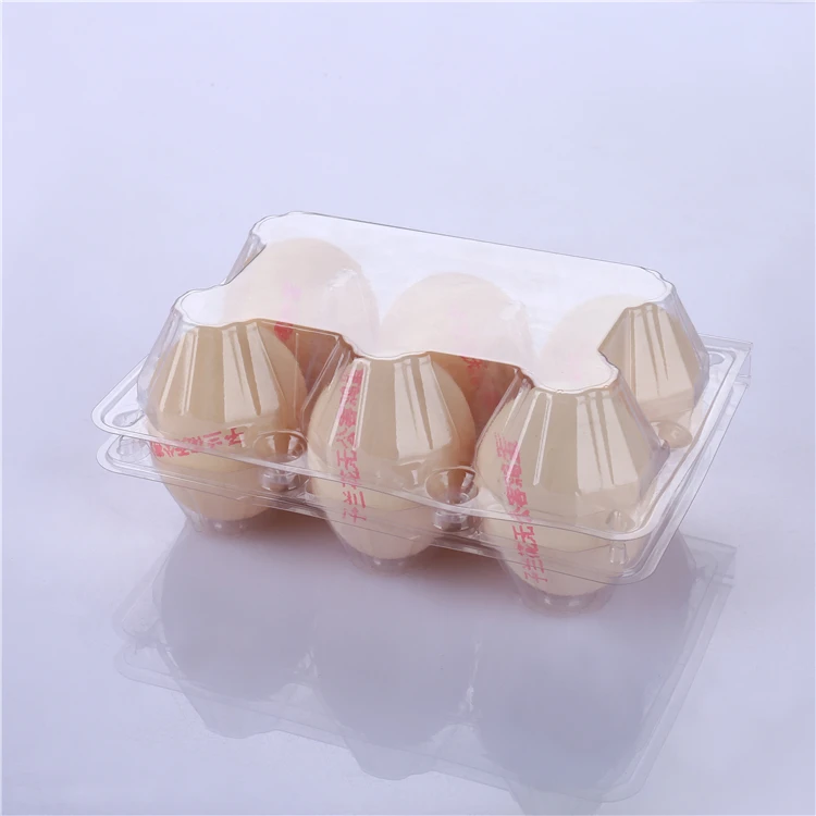 Customized Disposable Clear 6 Compartment Blister Plastic clamshell Egg Tray Packaging