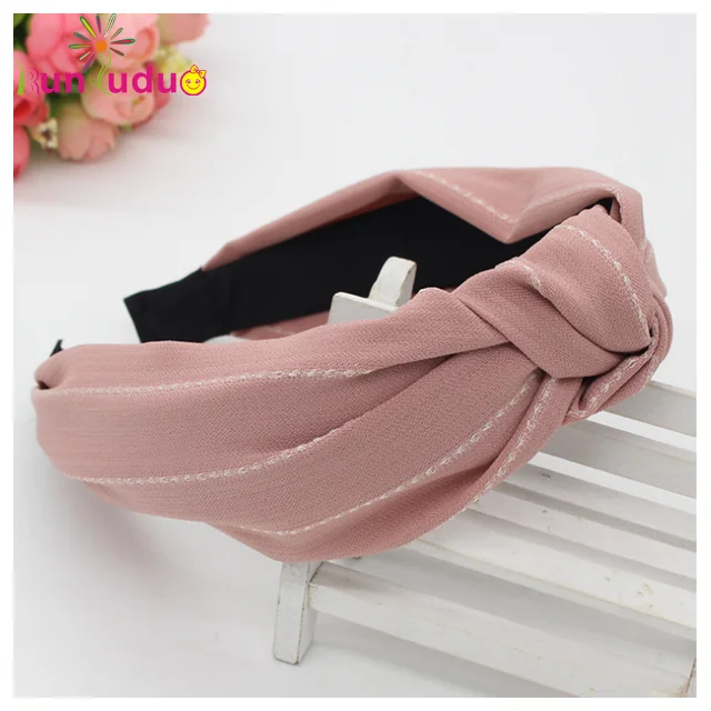 New hair decoration cloth art hair band pure color stripe hair clip fashion headband