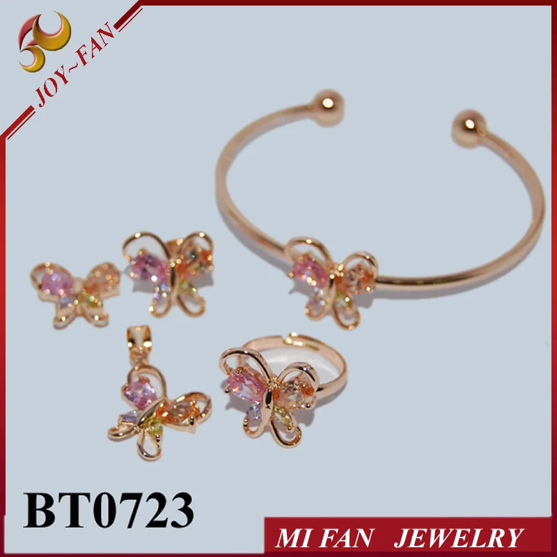 Butterfly design for baby girl CZ baby sets costume jewelry sets in latest design