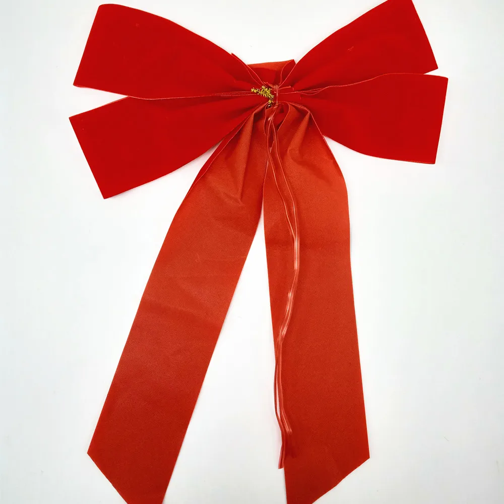 Large Red Velvet Flashing Bow Ties Christmas Outdoor Decoration Customizable colorful High Quality webbing Ornaments Present