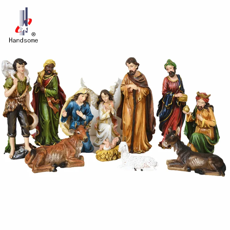 Big Size Polyresin Figurine Outdoor Christmas Decorations Crib Nativity Scene for motel home