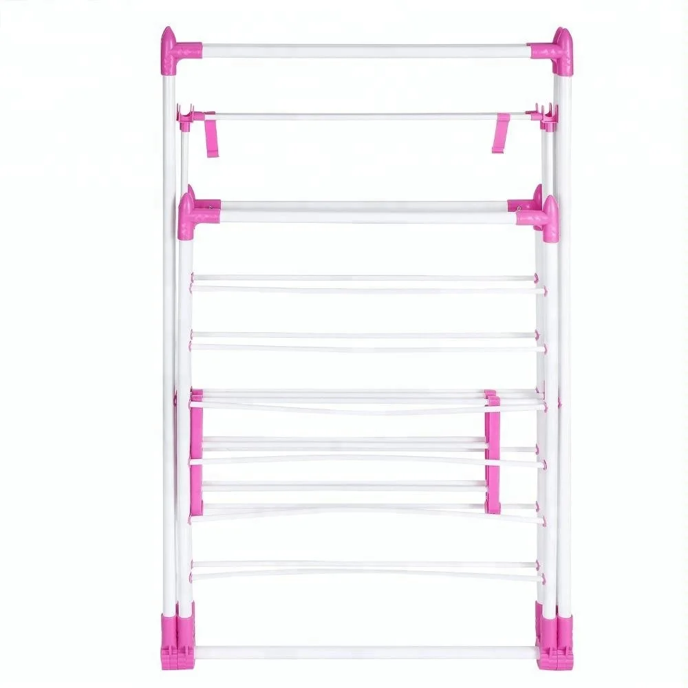 Portable Indoor Outdoor Folding 2-Tier Winged Clothes Drying Rack