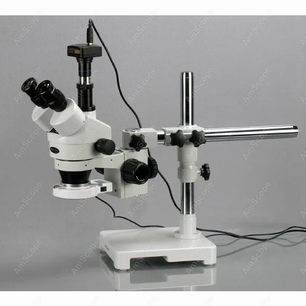 AmScope Supplies 3.5X-90X Trinocular 80-LED Boom Stand Stereo Microscope + 5MP Camera