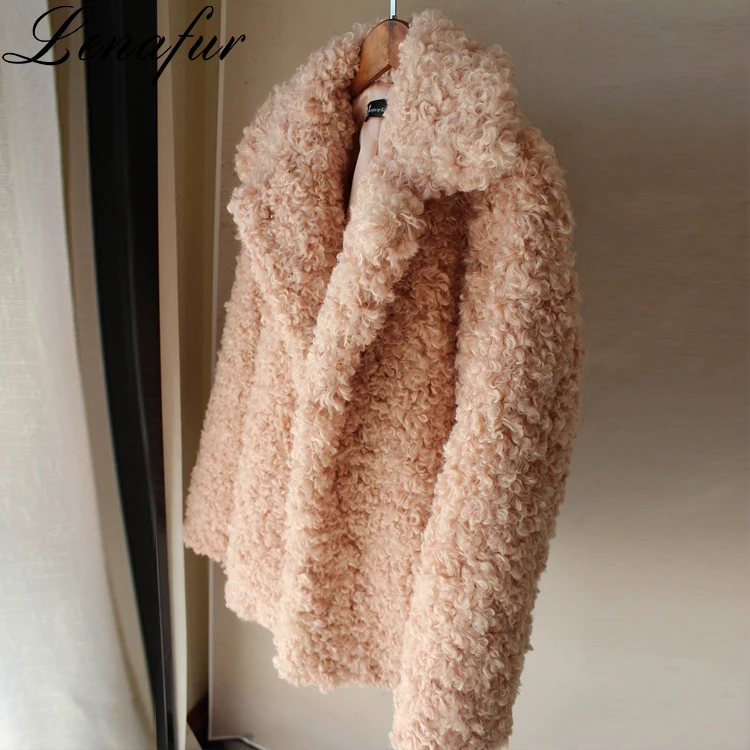 Fashion 4 Colors Curly Faux Sheep Wool Jacket,Grey Pink Beige Blue Lamb Wool Coat,Artificial Goat Wool Fur Jacket Coat