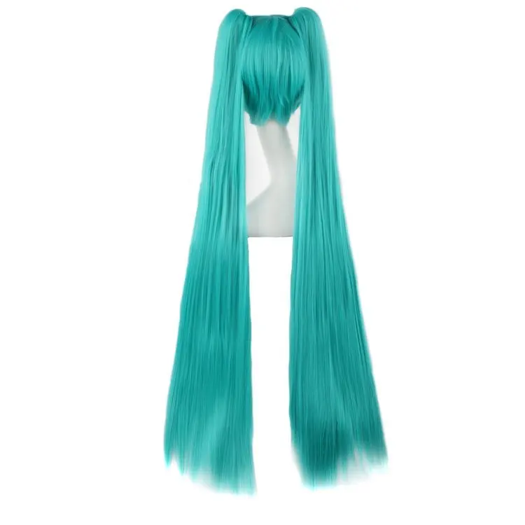 Synthetic long cosplay wig with 2 ponytail miku cosplay wig