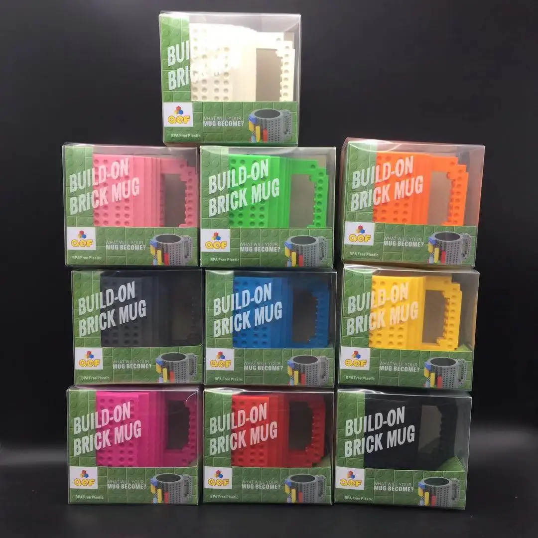 
Wholesale Funny Building Blocks Coffee Mug DIY Build-on Brick Plastic Tea Cup Mug for Gifts 