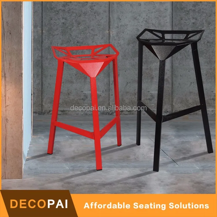 Indoor Comfortable Cheap Casino Restaurant Black Aluminium Bar Stool Metal