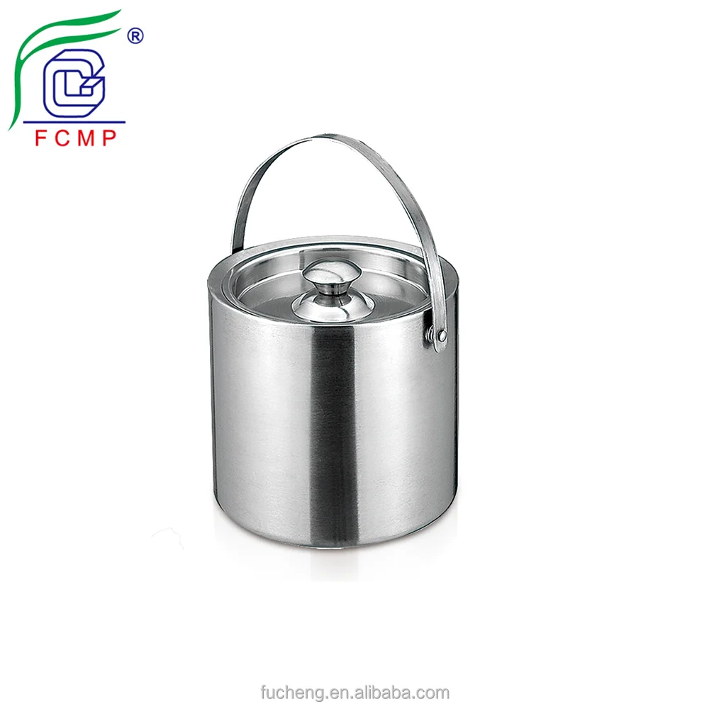Custom Stainless Steel Metal Ice Bucket Ice Bucket with Lid and Tongs