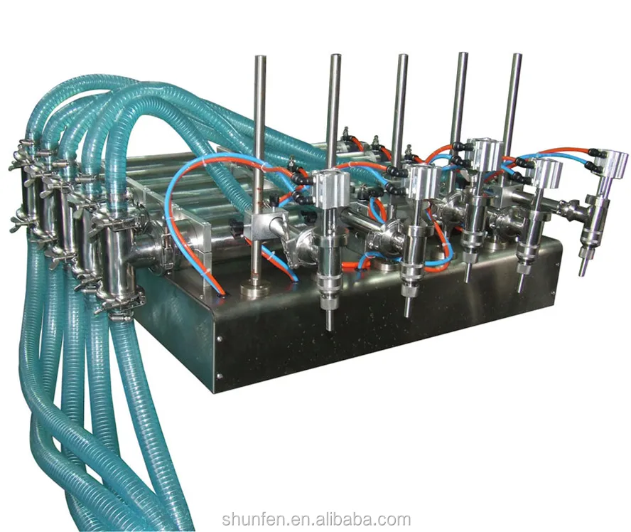 Five Heads Piston Water Filling Machine (Semi-auto) (100-1000ml) (semi-auto pneumatic liquid filling machine, oil dosing machine