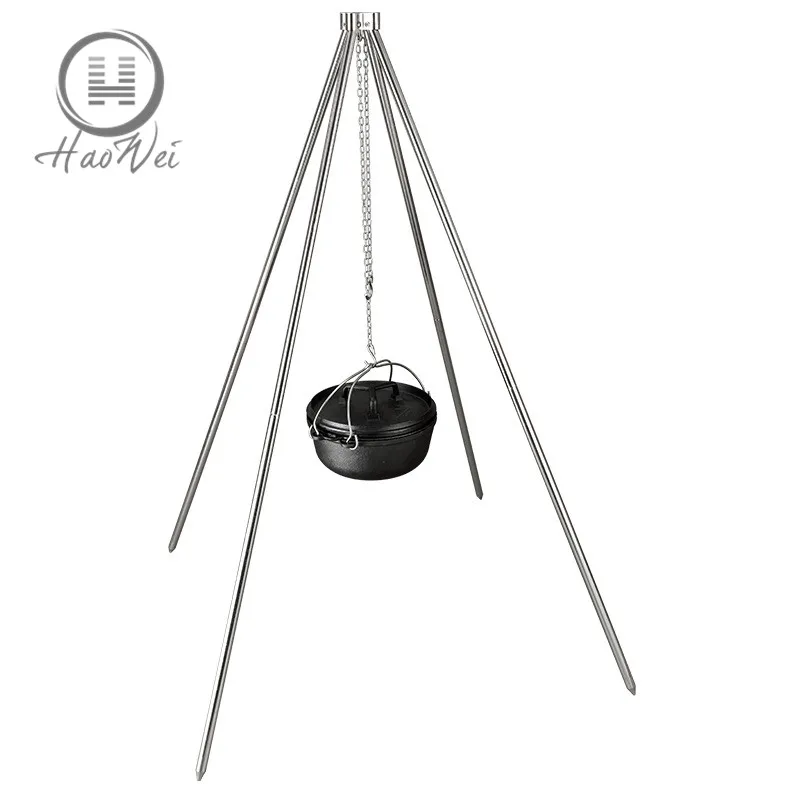 
High quality stock pot & frying pot outdoors camping hanging cast iron dutch oven set 