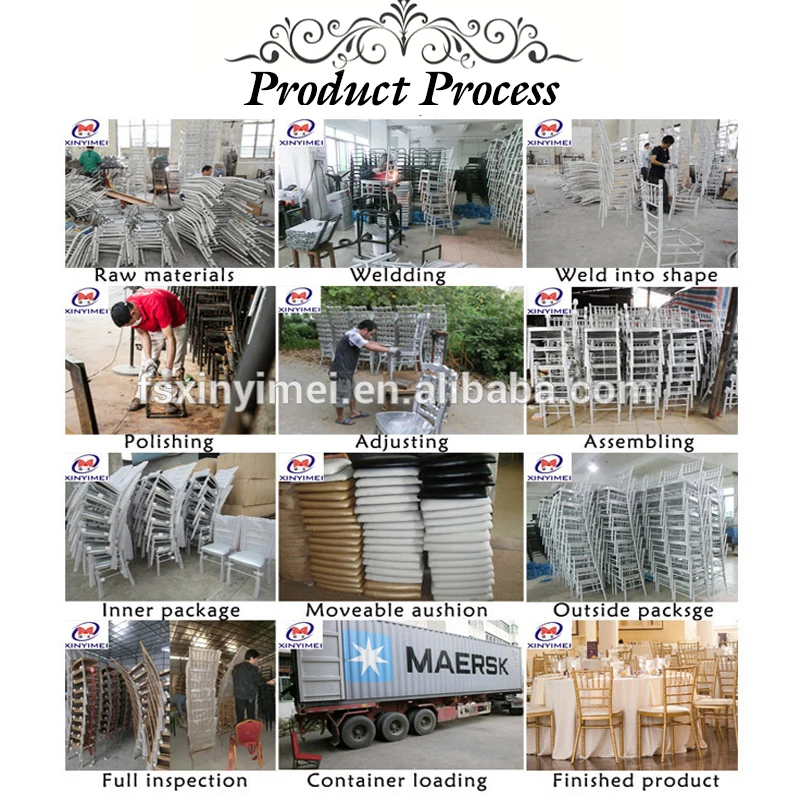 Wedding Furniture Elegant Design Chiavari Chair Banquet with Cushion Metal Iron Customized Modern Hotel Chair Dining Chair Black