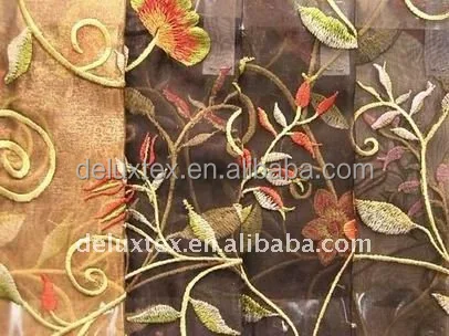 
Wedding textile silk polyester embroidered furniture upholstery fabric 