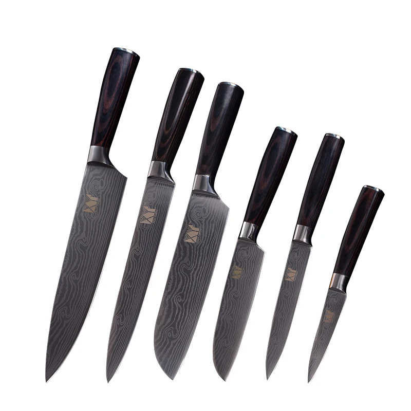 
Free Shipping Yangjiang Knife 6 Piece Stainless Steel Chef Knives Kitchen Set 7Cr17Mov High Carbon Steel Kitchen Knife Set 
