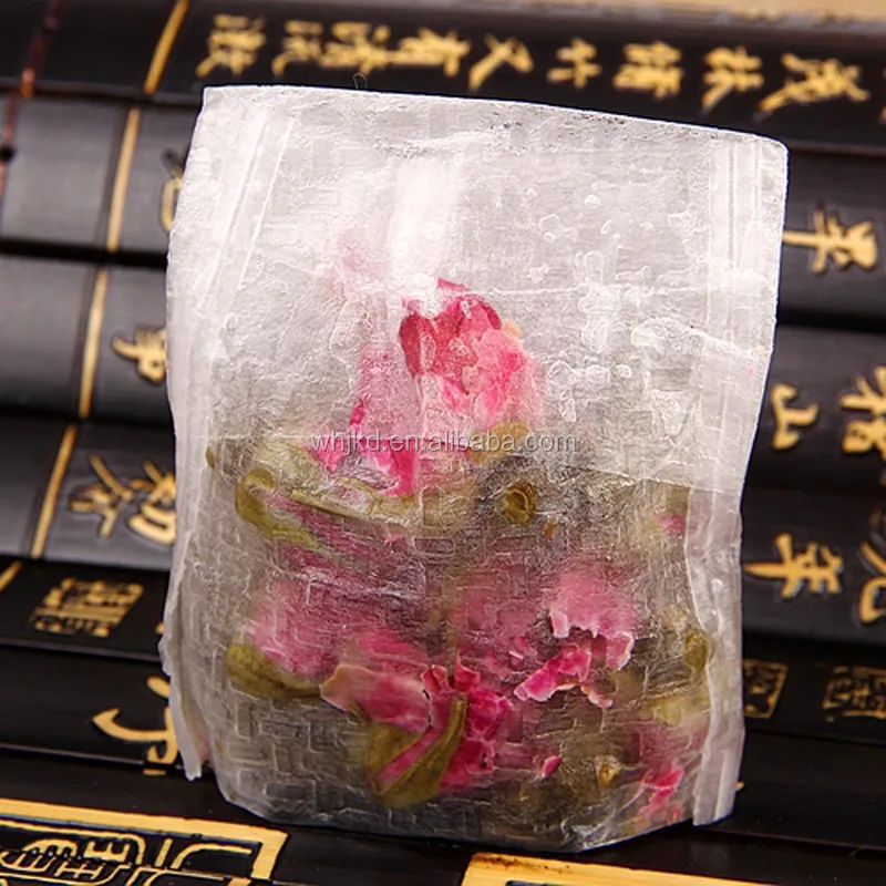 Disposable corn fiber reverse fold hemp tea filter bags string drawstring