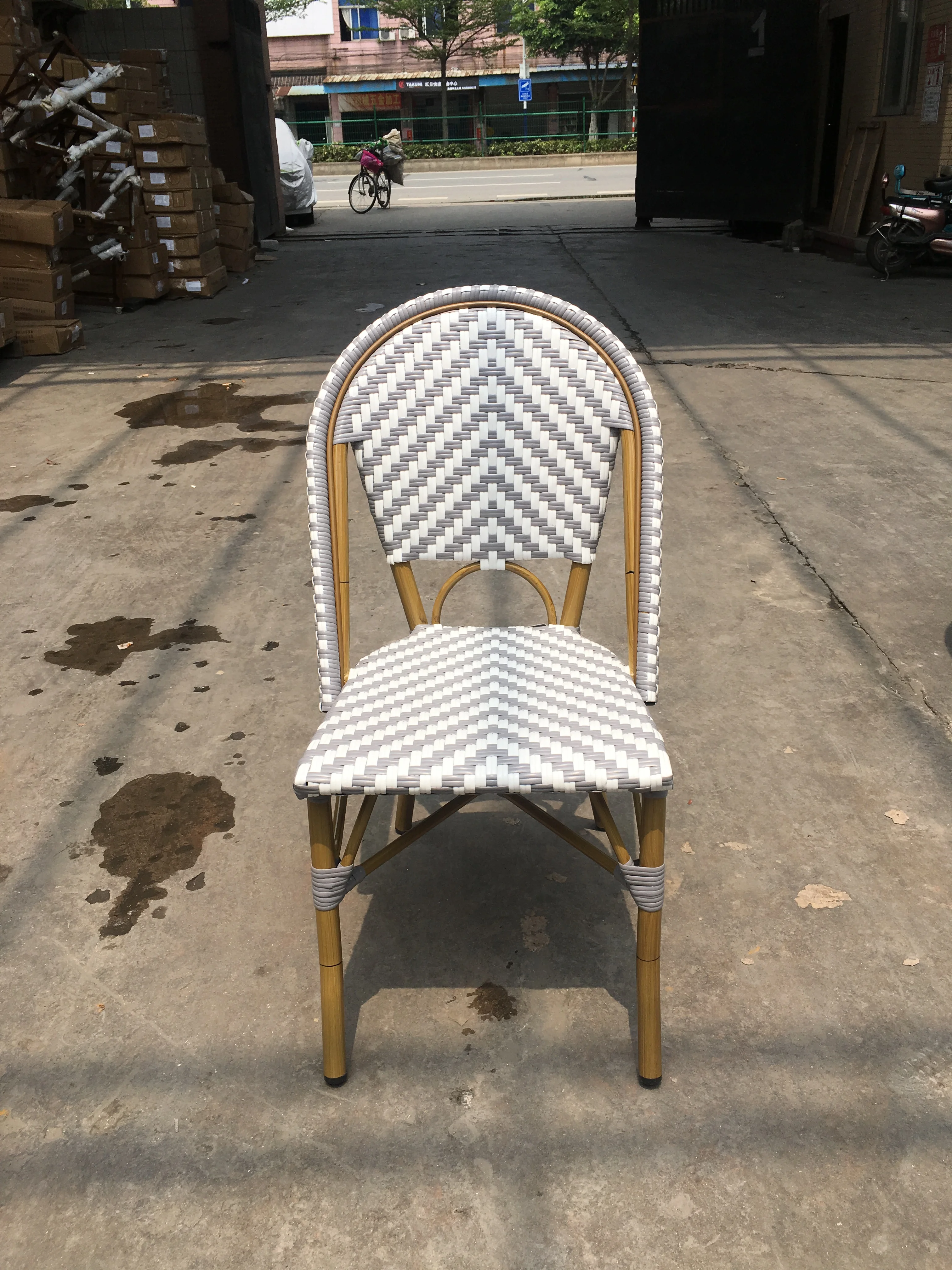 Anti-aging Outdoors Garden Aluminum Plastic Cane Rattan Bistro Chair
