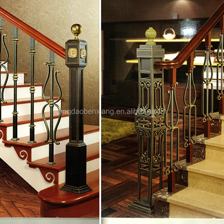 Wrought forged iron curved outdoor stair railings