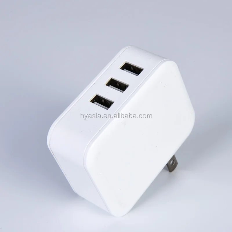 
3 port travel mobile phone wall usb charger with foldable plug 