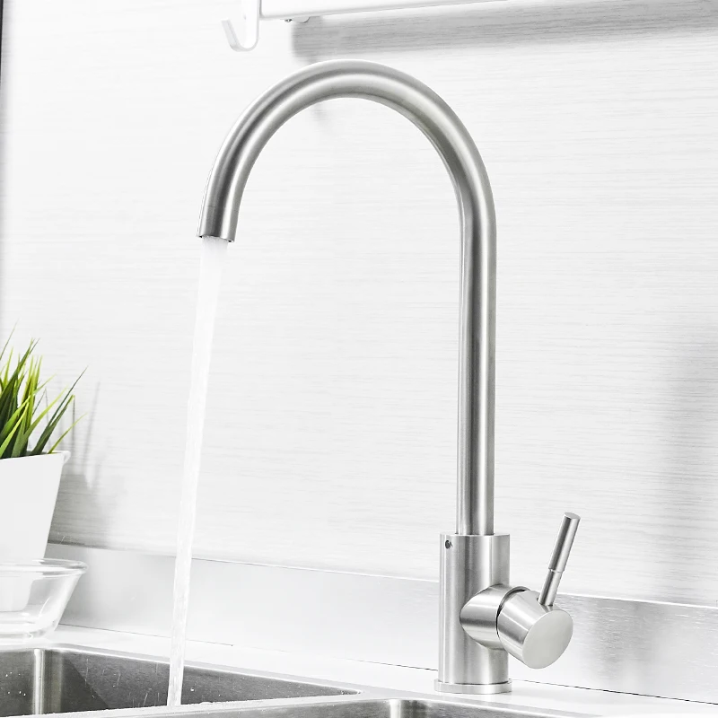 SUS 304 Water Taps Stainless Steel Kitchen Sink Tap Kitchen Faucet