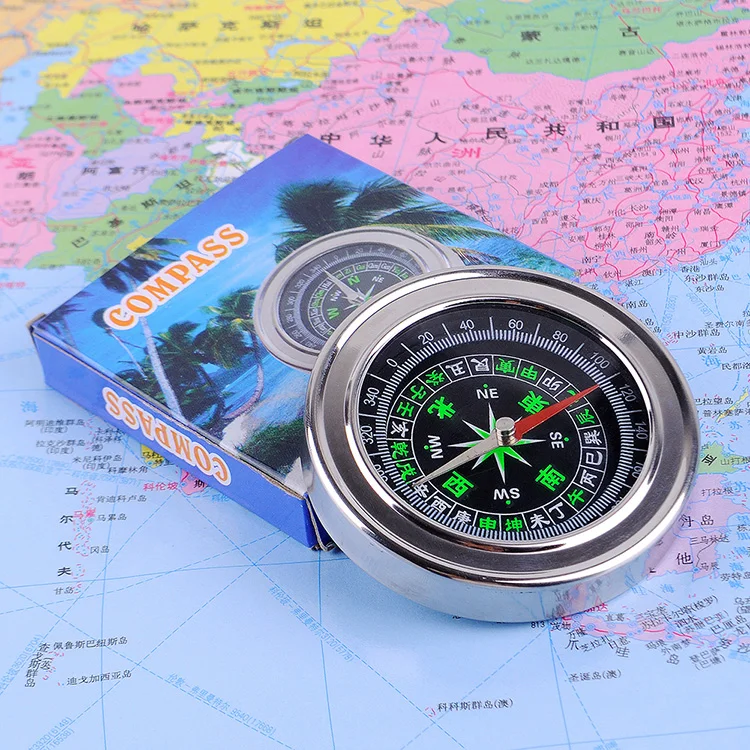 promotional outdoor 60mm mini round silver brass watch compass magnetic compass for hiking