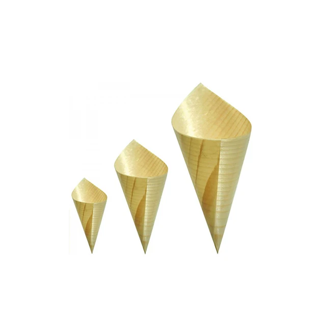China manufacturer biodegradable wooden products disposable pine ice cream cup cone