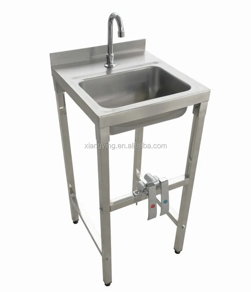 NSF Approval Stainless Steel Knee Pedal Operated Hand Wash Sink/Hand Sink with Faucet and Backsplash