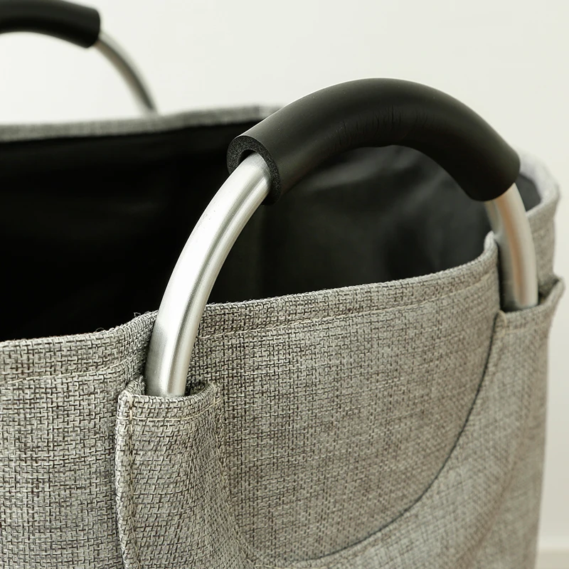 Large Foldable Canvas Bathroom Cloth Storage Washing Bin Laundry Hamper Collapsible Laundry Basket with Handles