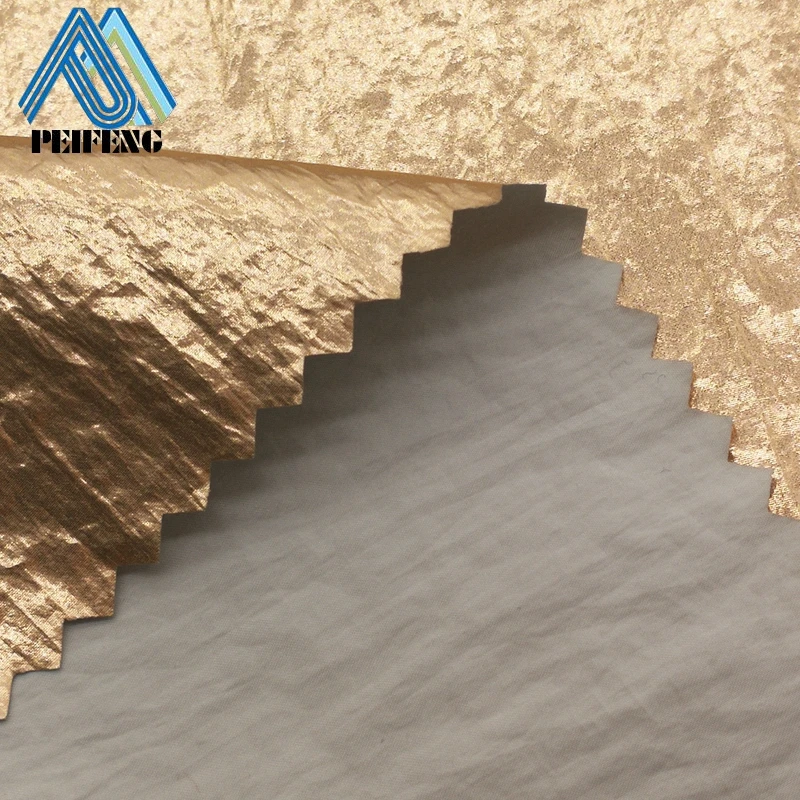 
NTPF2400 20D 400T 100% nylon foiled fabric gold taffeta for down jacket 