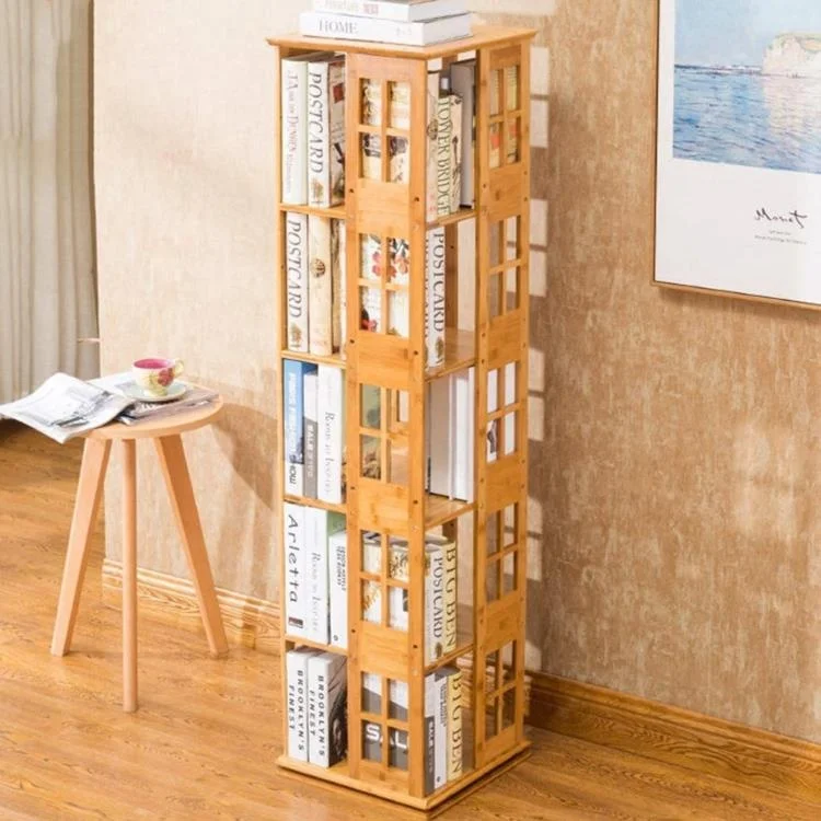  Вращающийся книжный шкаф вращающийся деревянный Бамбуковая книжная