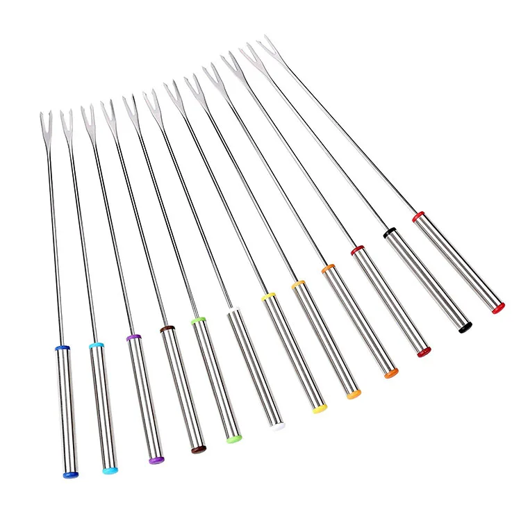 12 pieces stainless steel cheese fondue forks
