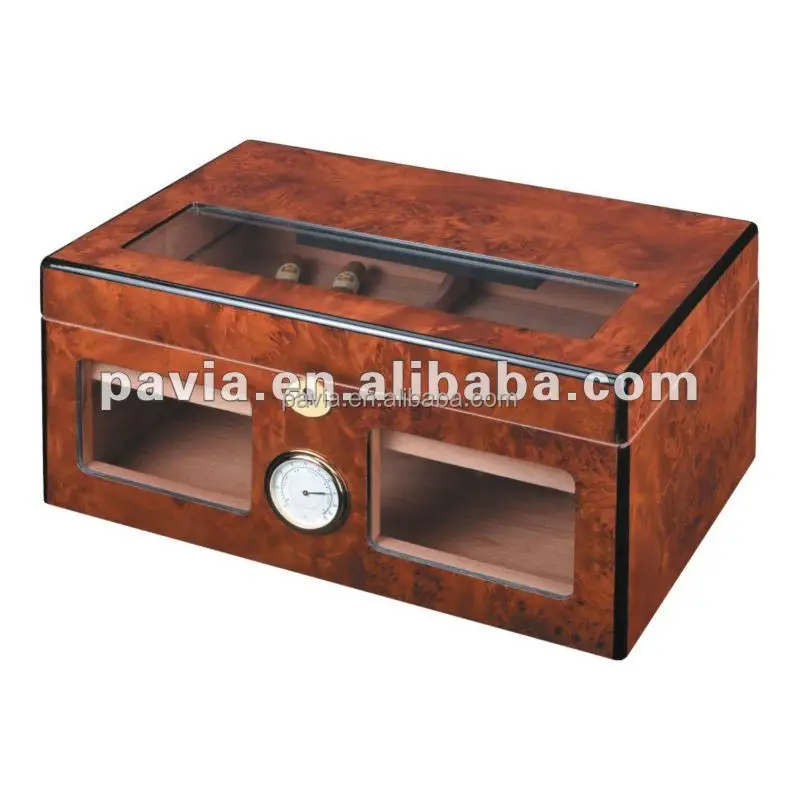 
PH209A high gloss wood tray birch veneer transparent cigarette case 