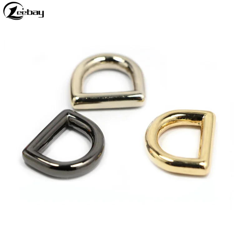 Wholesale Gold and black metal d ring for bag