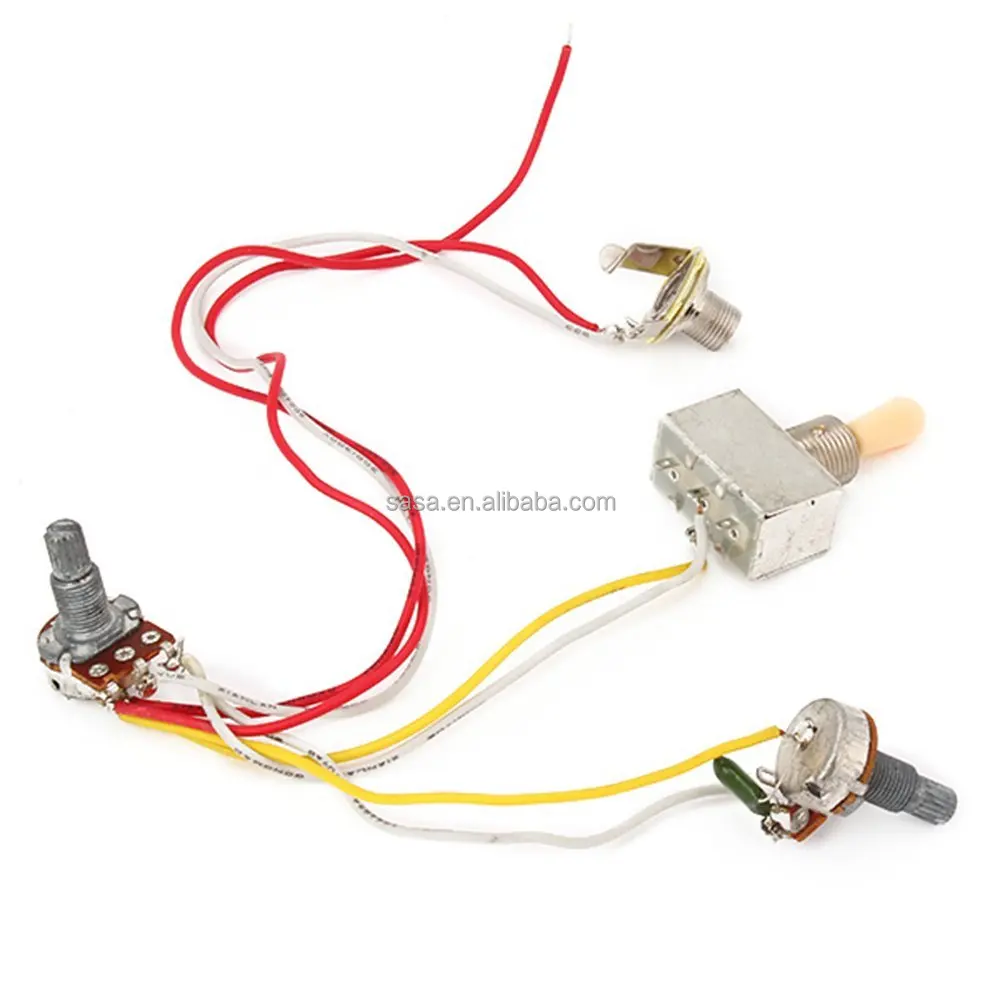 1 set Wiring Harness 3way Toggle Switch Jack 500k Pots for LP HH-Guitar,1TG-IV1V1T1J