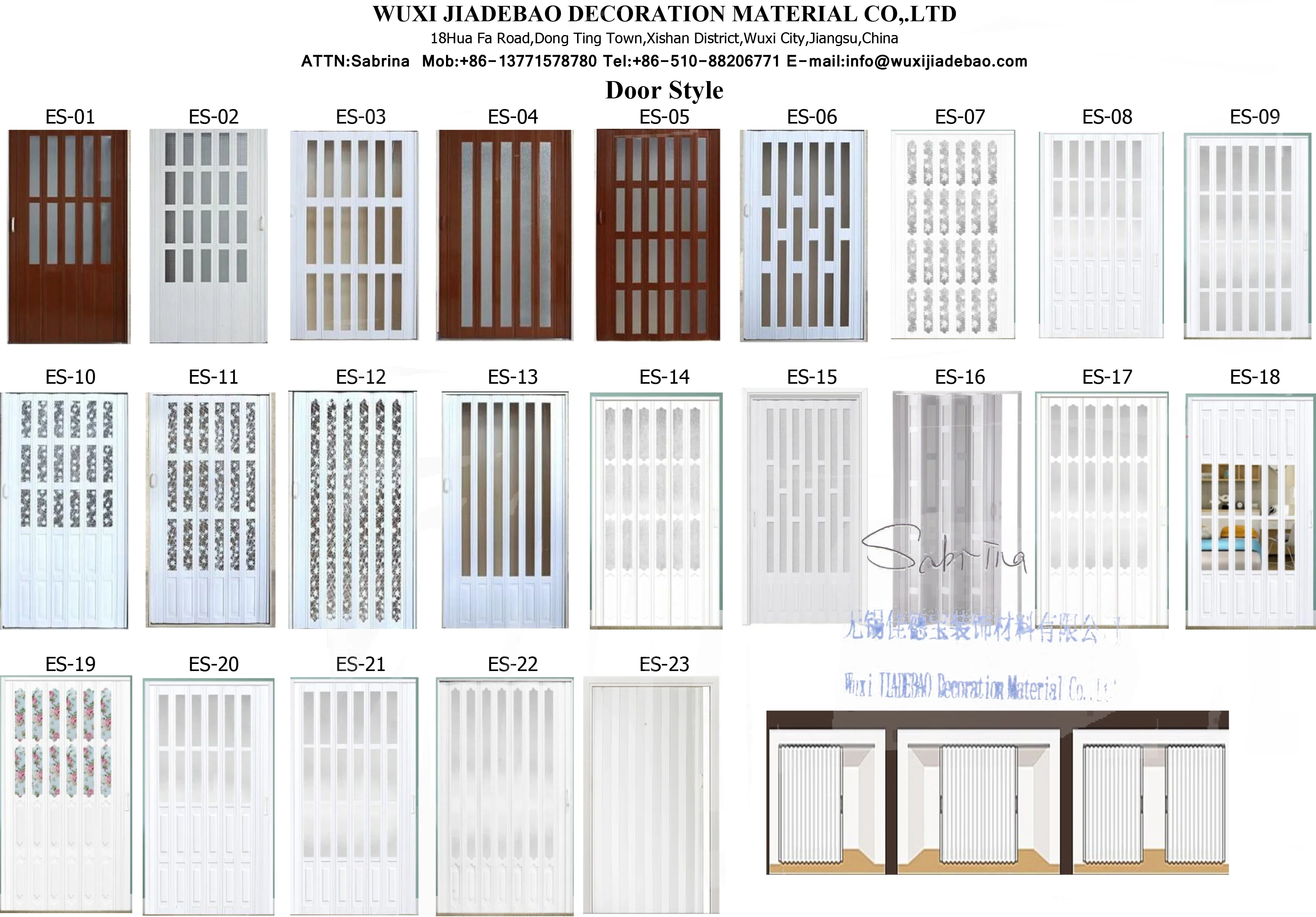 Terrace PVC Folding Door Size Accordion Manufacture
