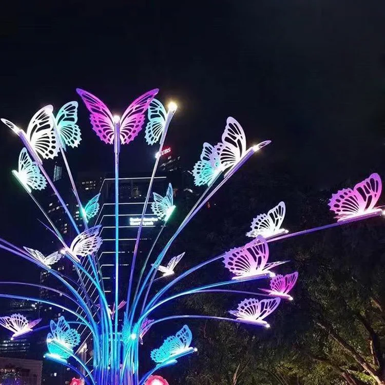 Large size outdoor led street  3D Butterfly Tree Motif Lights for holiday decoration