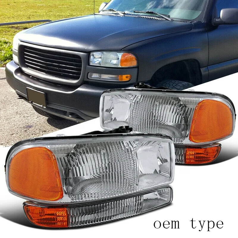 Apply To car Headlight  for GMC Sierra Yukon 1999 2000 2001 2002 2003 2004 2005 2006 OEM Head lamp+Bumper Parking Lights car head lamps