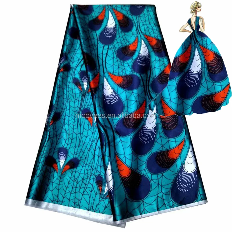 white color satin fashion soft african printed silk fabrics high quality print