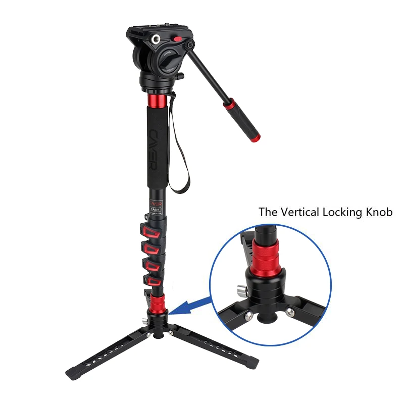 Cayer AF35DVH4  Hot Selling Monopod Stand Stretch Camera Monopod Aluminum Video Camera Flexible Tripod Fashional Monopod 635