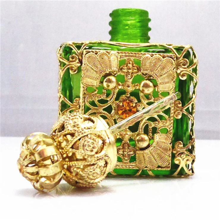 Wholesale 10ml Arabic Style Square Empty Perfume Bottles With Glass Stick Cap