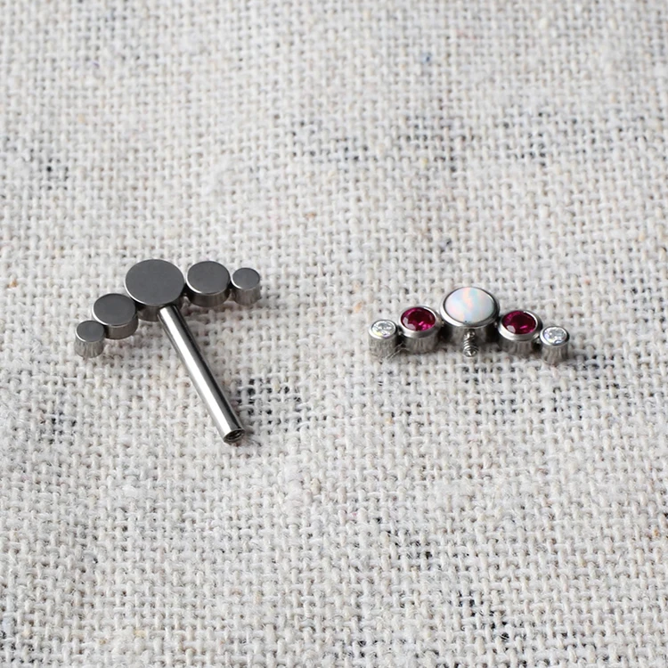Fashion Barbell Nipple Piercing Ring Opal Stone ASTM F136 Titanium Popular Body Jewelry