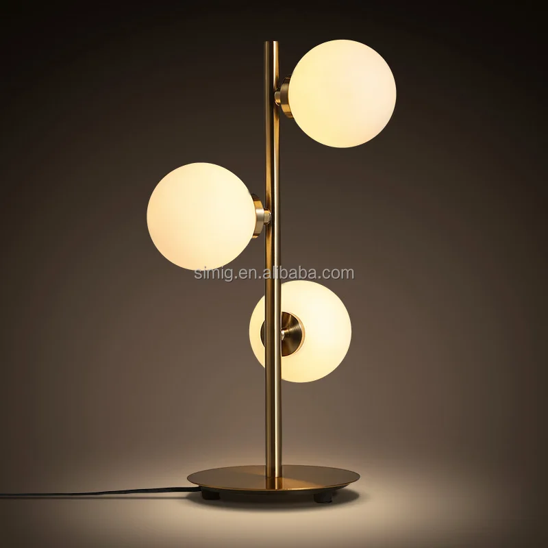Simig lighting bed side reading room decorative tischlampe modern glass globe golden table lamp light