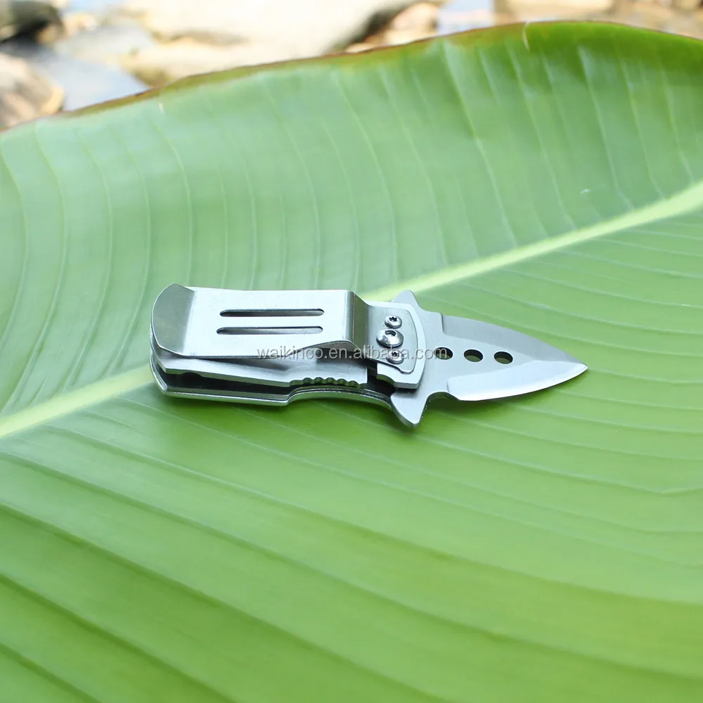 Engraved Mini Stainless Steel Wallet Clip EDC Pocket Folding Knife with Aluminium Handle