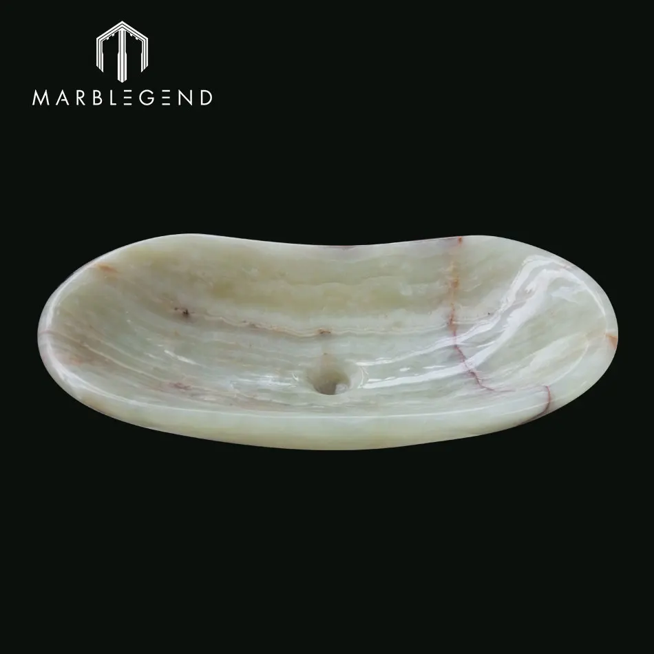
Pawn Shape Natural Light Green Onyx Stone Wash Sink 