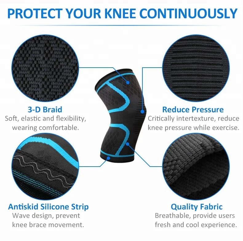 Nylon Knit Knee Wraps Pads Knee Brace Support Compression Sleeves for Arthritis, ACL, Running, Pain Relief, Injury Recovery