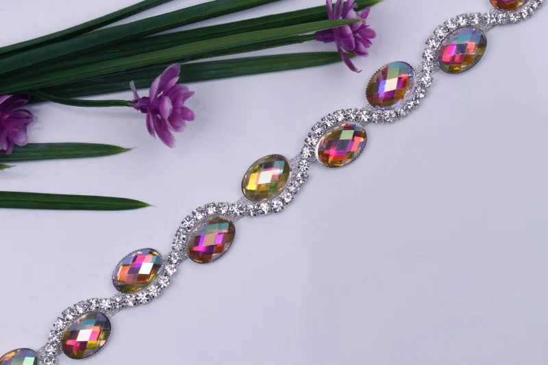 Wholesale Crystal Rhinestone Chain Trimming Bridal Sash Rhinestone Trim Applique Wedding Belt Garment Accessories RC70529