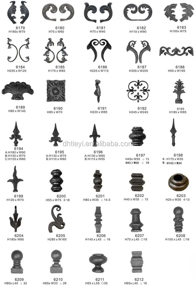 Декоративные кованые железные компоненты для забора ворот лестницы нового стиля декоративные