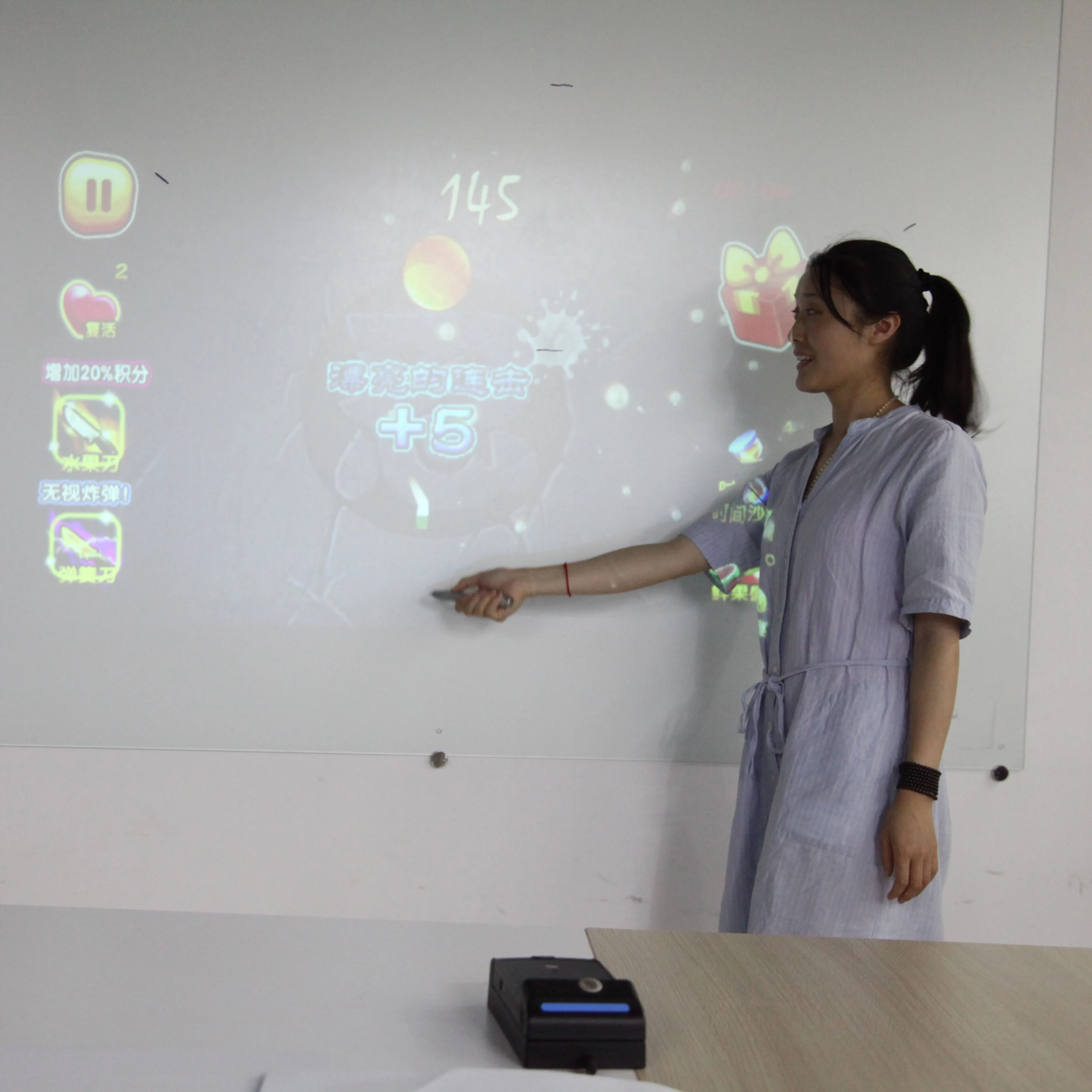 Portable interactive wifi multimedia projector,  laser image calibration technology