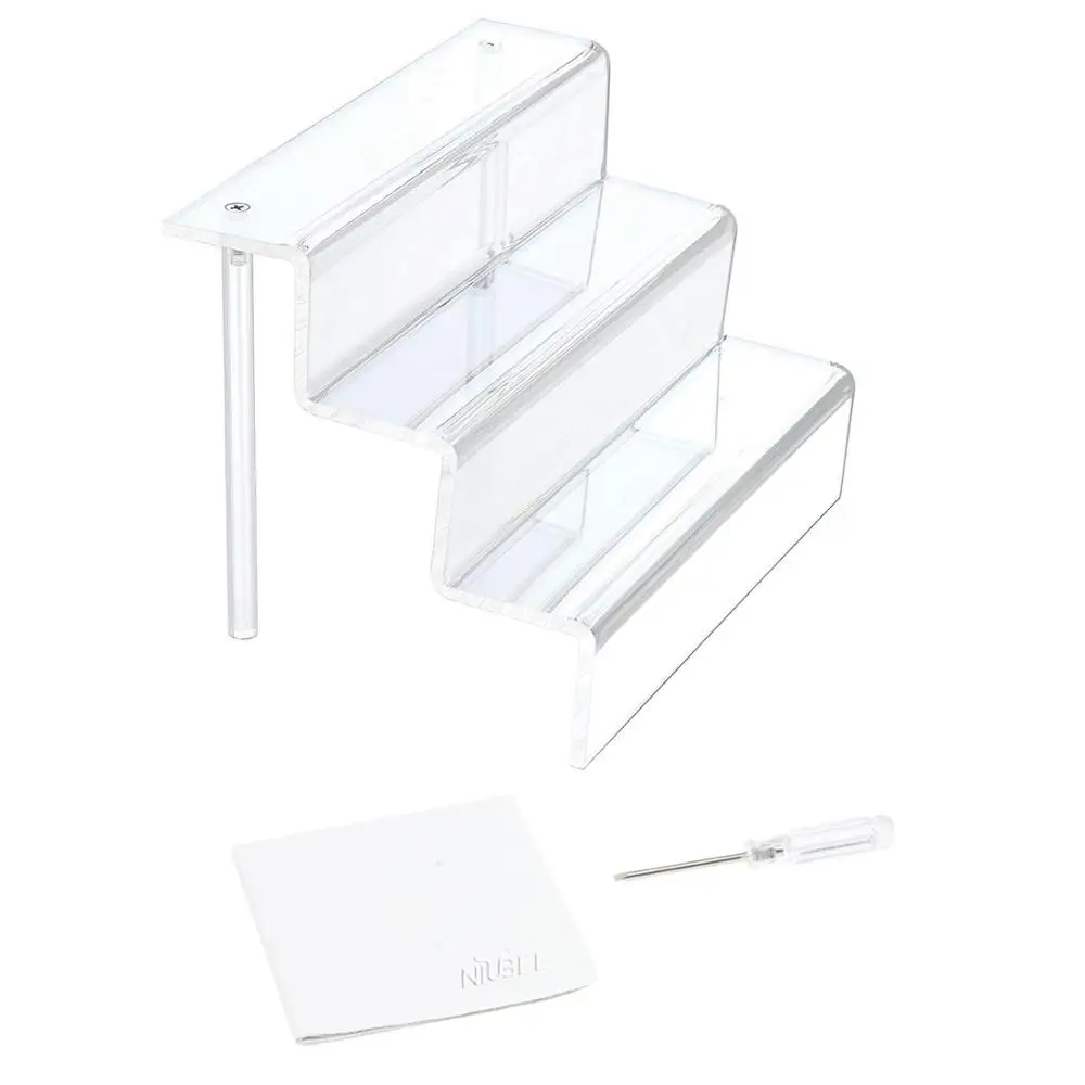 Acrylic Riser Stand Shelf for Amiibo Funko Pop Figure Display, 3 Steps Acrylic Display for Decoration and Organizer