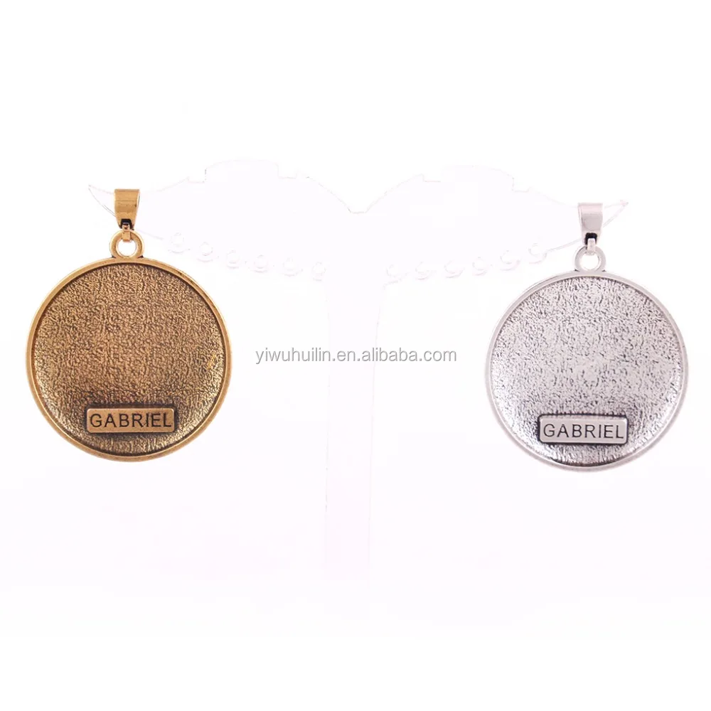 Huilin Customized Archangel GABRIEL Talisman Sliver And Gloden Cross Pendant Sigil Of GABRIEL Angelic Pendant