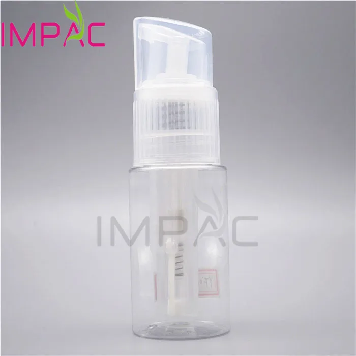 Plastic PET baby talcum powder spray bottle packaging with pump 80ml